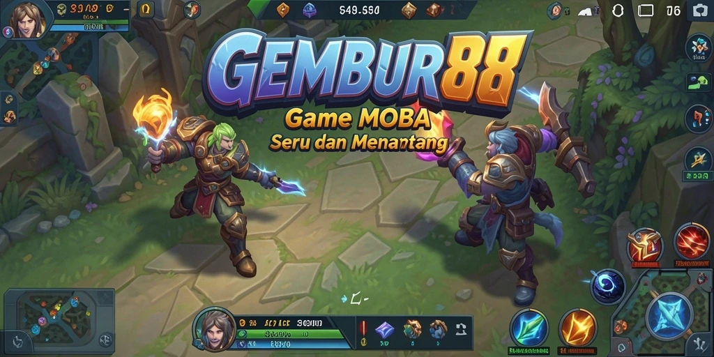 Screenshot gameplay <strong>GEMBUR88</strong> dengan aksi seru di arena MOBA.
