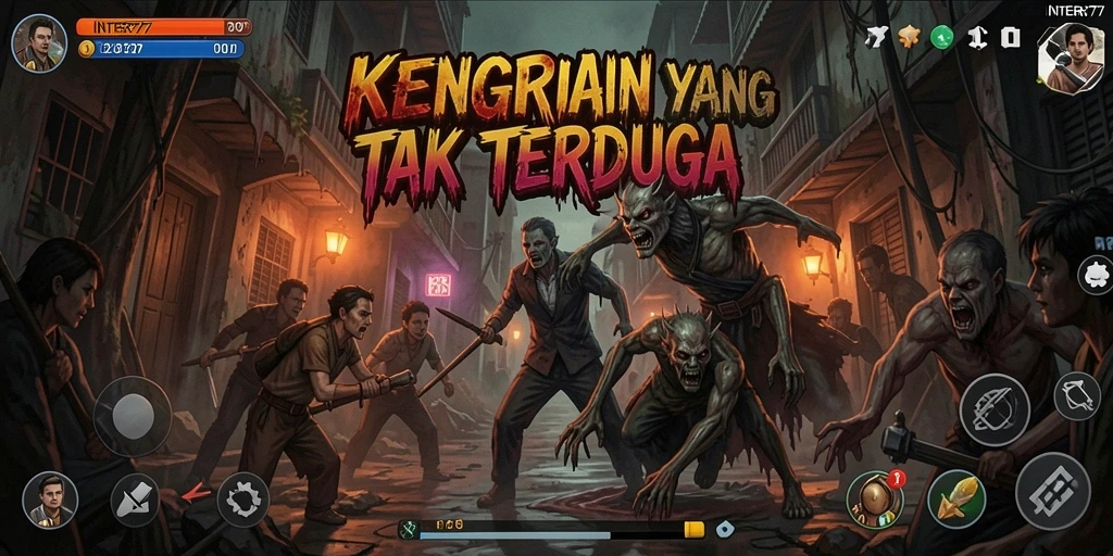 Tampilan gameplay menyeramkan dalam INTER77 yang menghadirkan nuansa Horror.