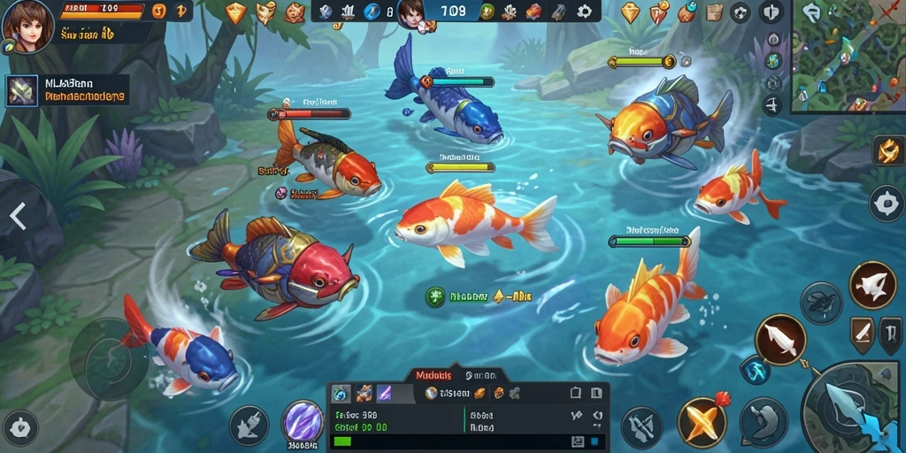 Tampilan gameplay seru dari MLBB8 saat menembak ikan.