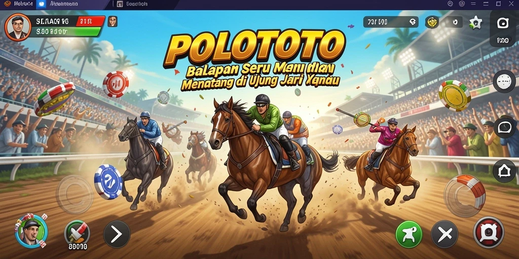 Tampilan seru gameplay balapan dalam POLOTOTO yang mendebarkan.